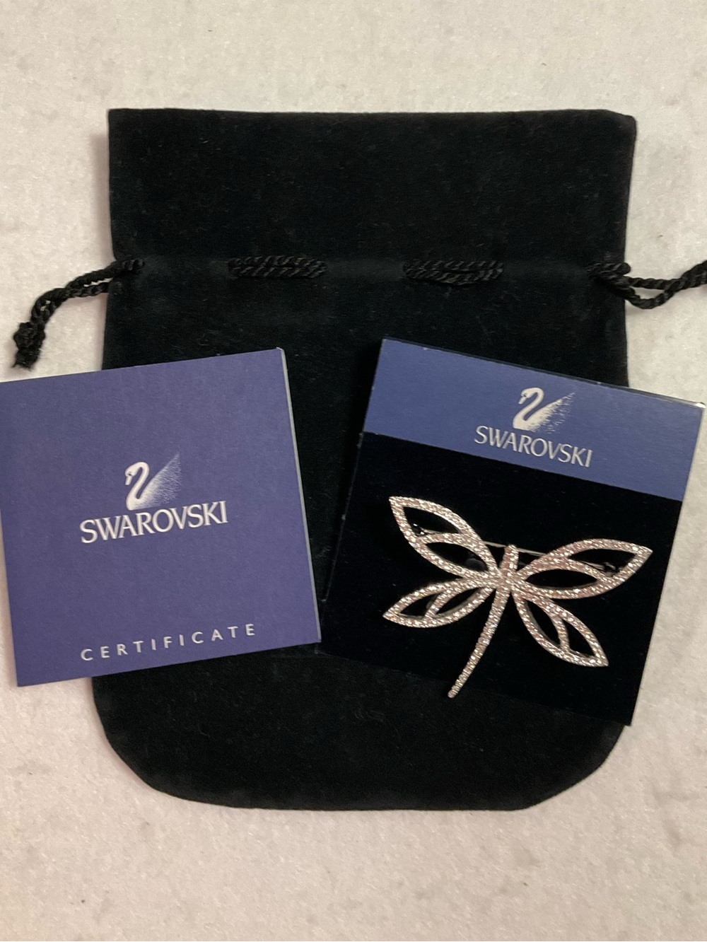 Swarovski Detailed Crystal Embellished Dragonfly Brooch in Clear Silver-Tone.